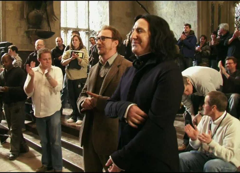 David Thewlis (Lupin) and Alan Rickman (Snape) on their last day of filming Harry Potter.