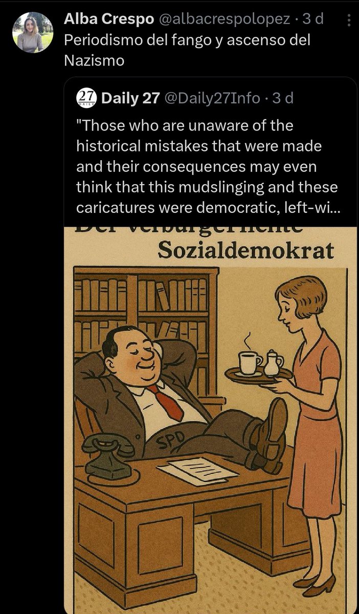 #LoDelCREA no té nom... Publiquen un delirant "article" en un dels seus pseudomitjans provant de relacionar l'ascens del nazisme als 30s amb les periodistes que han publicat #LoDelFlecha i ho il·lustren amb una imatge d'IA que pretenen colar com de l'època...