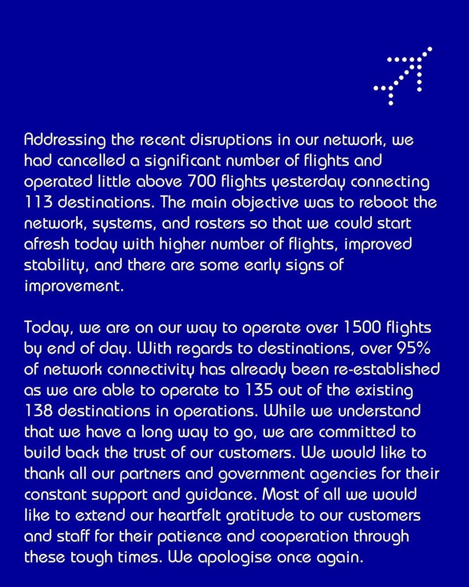 This ‘explanation’ is like rubbing salt on the wounds. So Indigo is saying ‘they cancelled flights to reboot the network’. If they knew this, why did they take booking on those two dates? Why did they not inform the passengers well in time? Why did they not issue automatic