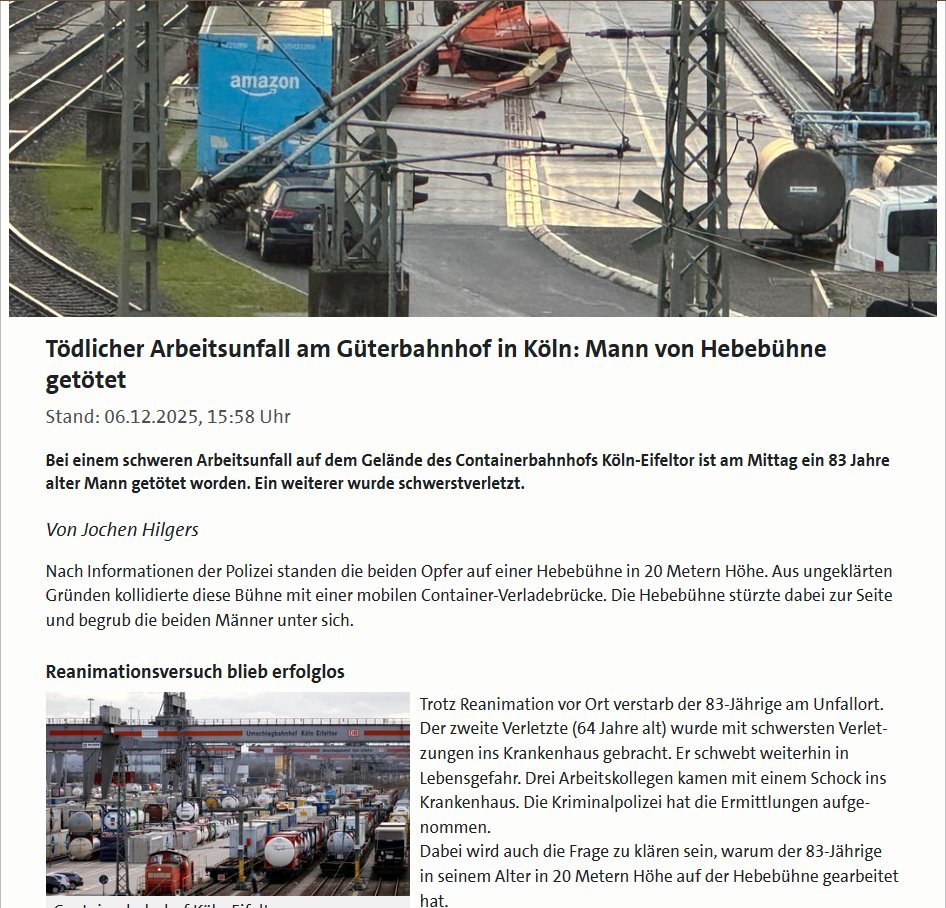 So geht gelebte Solidarität. Mit 83 bei einem Arbeitsunfall sterben. Wenn sich alle daran ein Beispiel nehmen, dann klappt das mit der Rentenreform!

www1.wdr.de/nachrichten/rh…

#Rentenpaket