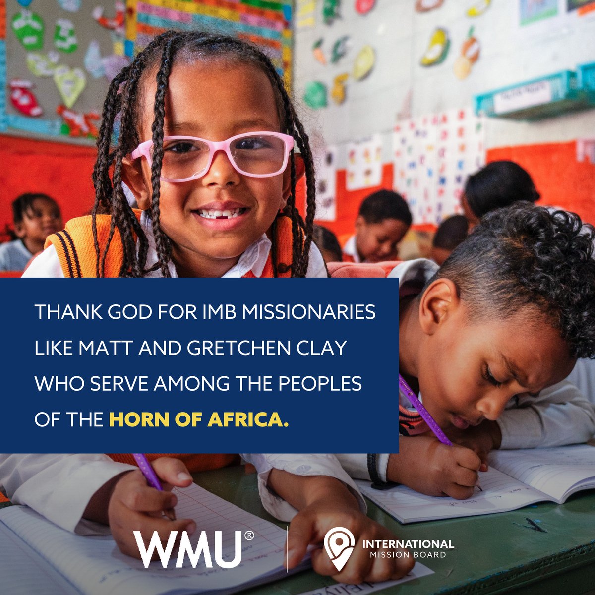 It’s Day 8⃣ of the Week of Prayer for the Lottie Moon Christmas Offering. Today, we’re praying for Matt and Gretchen Clay, who serve among the peoples of the Horn of Africa. *Names changed for security reasons. #Together #LMCO25 <a href="/IMB_SBC/">IMB</a>
