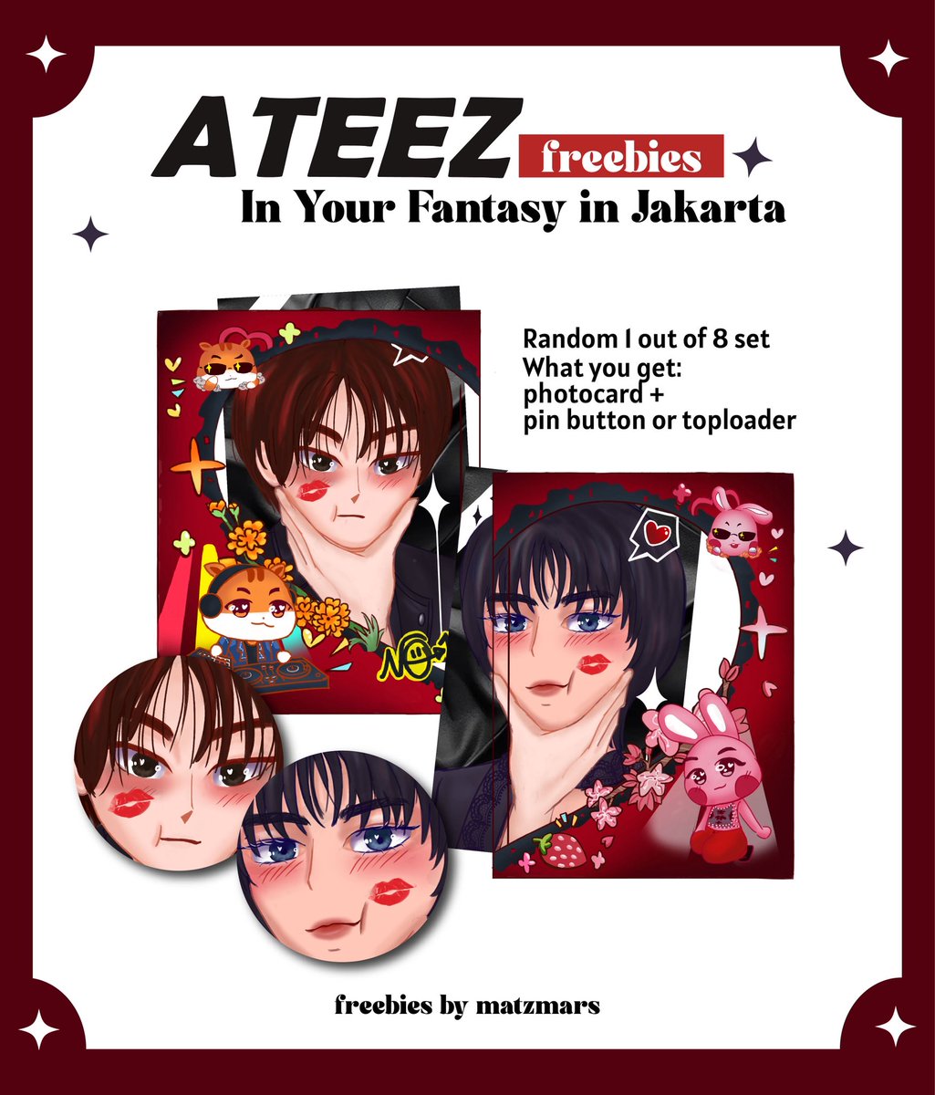 In Your Fantasy in Jakarta—★
freebies by <a href="/matzmars/">🌟</a> 
📍ICE BSD

How to Claim?
☆ Please RT this tweet and my quoted tweet below
☆ find me and say Hi!~ Limited quantity
☆ do not sell or throw pls🥹
☆ preview ot8 stba!

see u there!!~
#AteezInJakarta #InYourFantasyJKT
