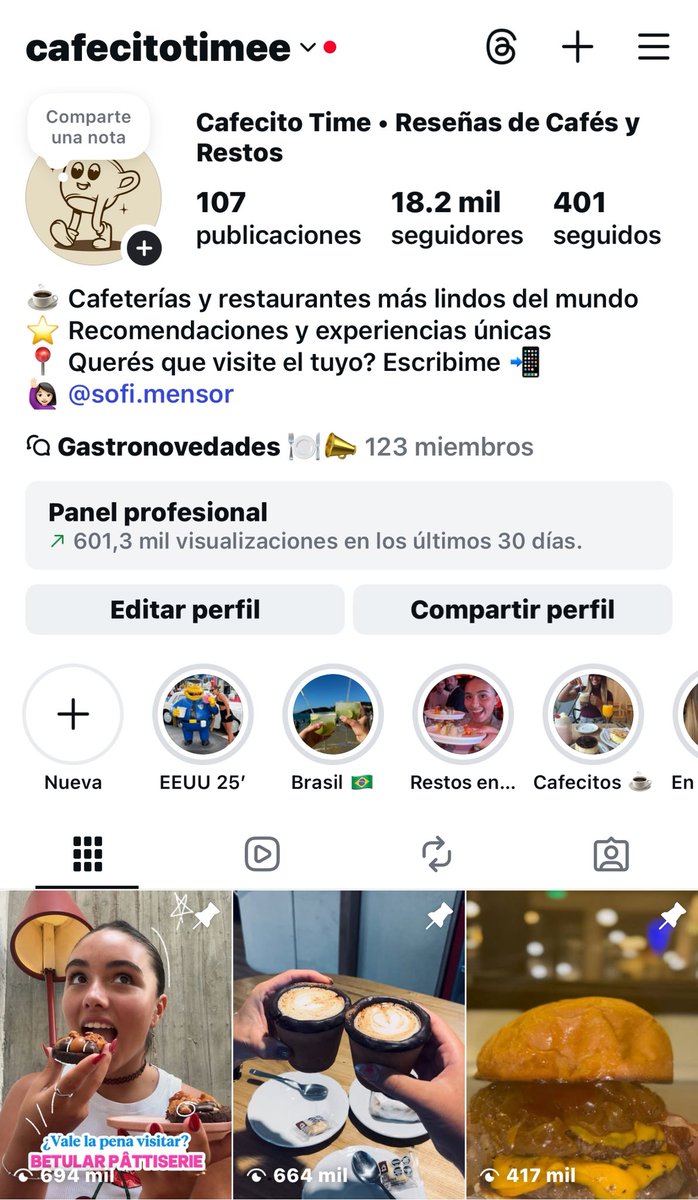 La mejor cuenta de reseñas gastronómicas en IG, sigan a @cafecitotimee