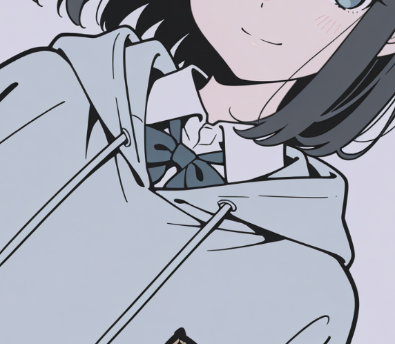 「あざとい」と言われてもいい。 この 『Oversized hoodie』 の破壊力には勝てません。

ただ大きい服を着せるだけじゃダメなんです。 『Flat vector』 と組み合わせることで、服のシワがリアルになりすぎず、まるで図形のように美しい「ダボっと感」だけが抽出される。