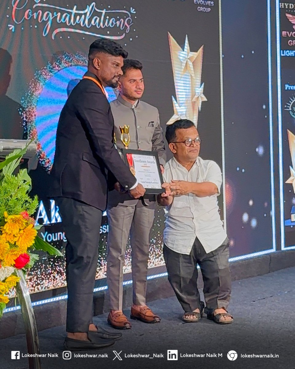 Lokeshwar__Naik's tweet photo. Attended the Excellence Awards 2025 as Chief Guest, Alongside Padmashree Awardee Shri KY Venkatesh and other guests. https://t.co/xPoJLrs5jY