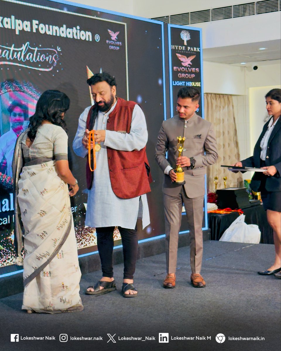 Lokeshwar__Naik's tweet photo. Attended the Excellence Awards 2025 as Chief Guest, Alongside Padmashree Awardee Shri KY Venkatesh and other guests. https://t.co/11a9iIjJ1j