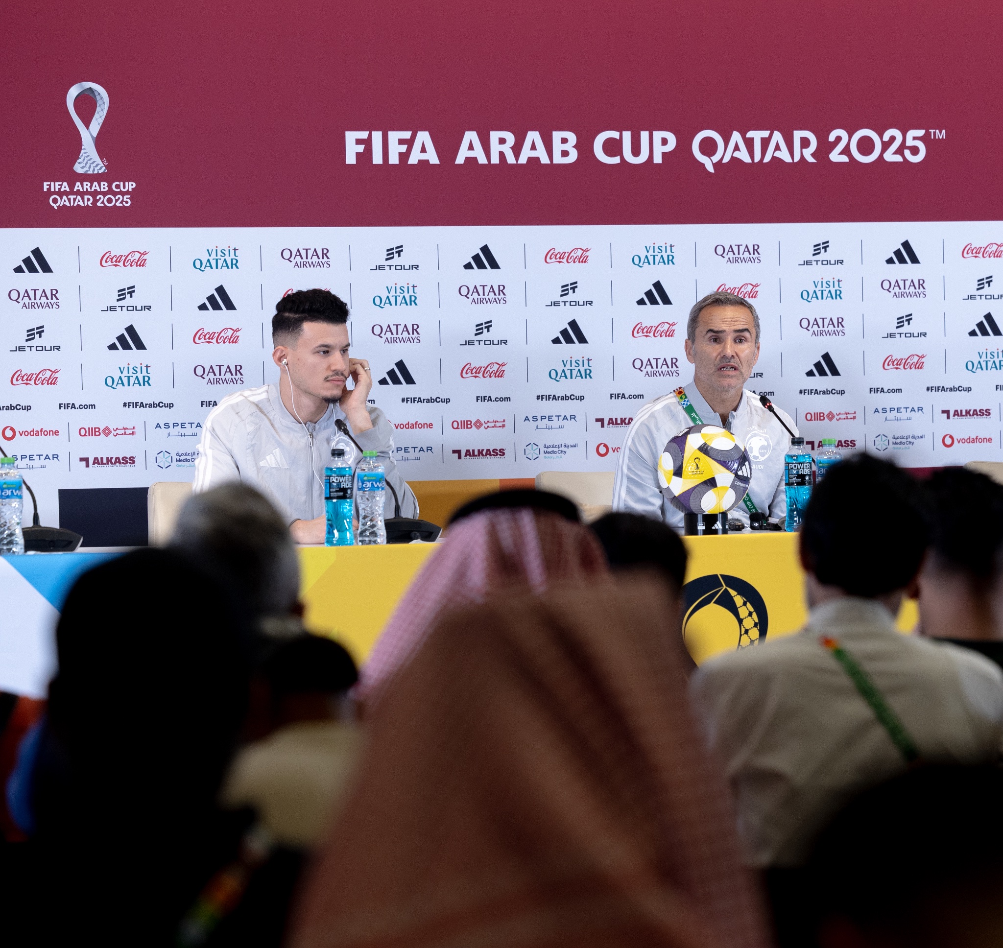 من المؤتمر الصحافي لمساعد مدرب منتخب السعودية قبل مواجهة المغرب. (إكس)