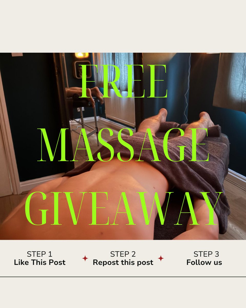 🎄🎁 XMAS MASSAGE GIVEAWAY 🎁🎄

As it’s Christmas 🎄 I’m giving YOU the chance to win a FREE 60minute massage! 

All you need to do is:

🎄LIKE THIS POST
🎁 RT THIS POST
🎅🏼 FOLLOW THIS ACCOUNT

Easy as that!!

Winner will be notified on FRIDAY 12th DECEMBER

#Massage #Manchester