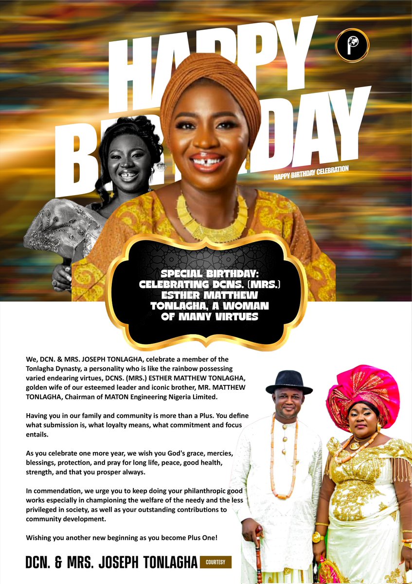 PENGlobal Social 
SPECIAL #BIRTHDAY: CELEBRATING DCNS. (MRS.) ESTHER MATTHEW TONLAGHA, A WOMAN OF MANY VIRTUES
facebook.com/share/p/1C8aS6…