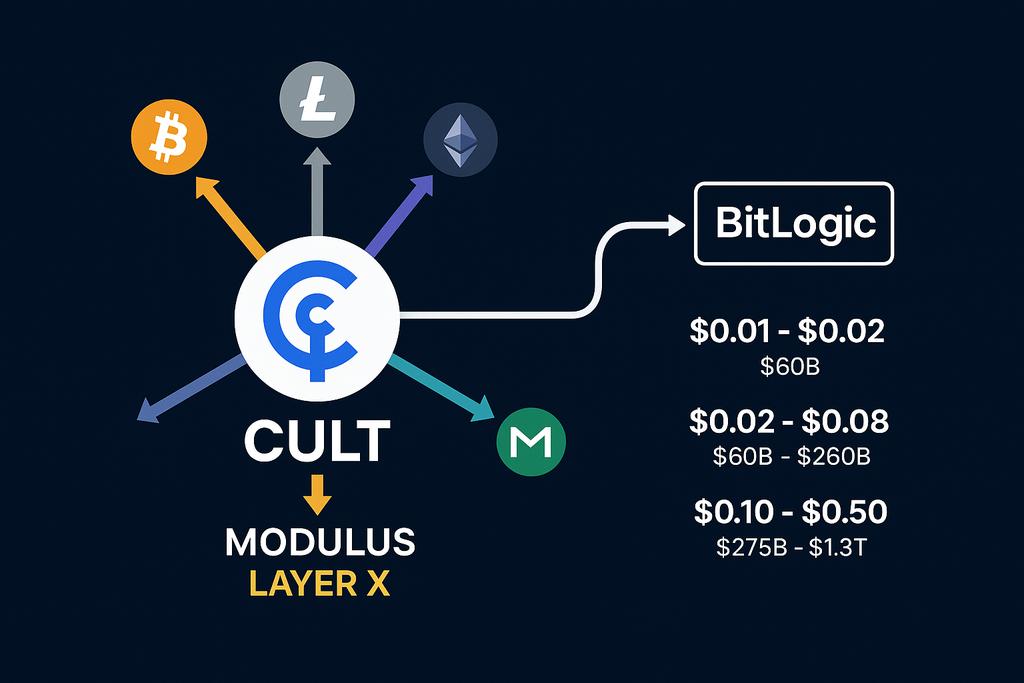"From Bitcoin to Solana, Modulus Layer X connects them all. CULT is the fuel." <a href="/wearecultdao/">Cult.DAO</a> <a href="/ModulusZK/">Modulus</a>  <a href="/Bitcoin/">Bitcoin</a> <a href="/litecoin/">Litecoin</a> <a href="/ethereum/">Ethereum</a>