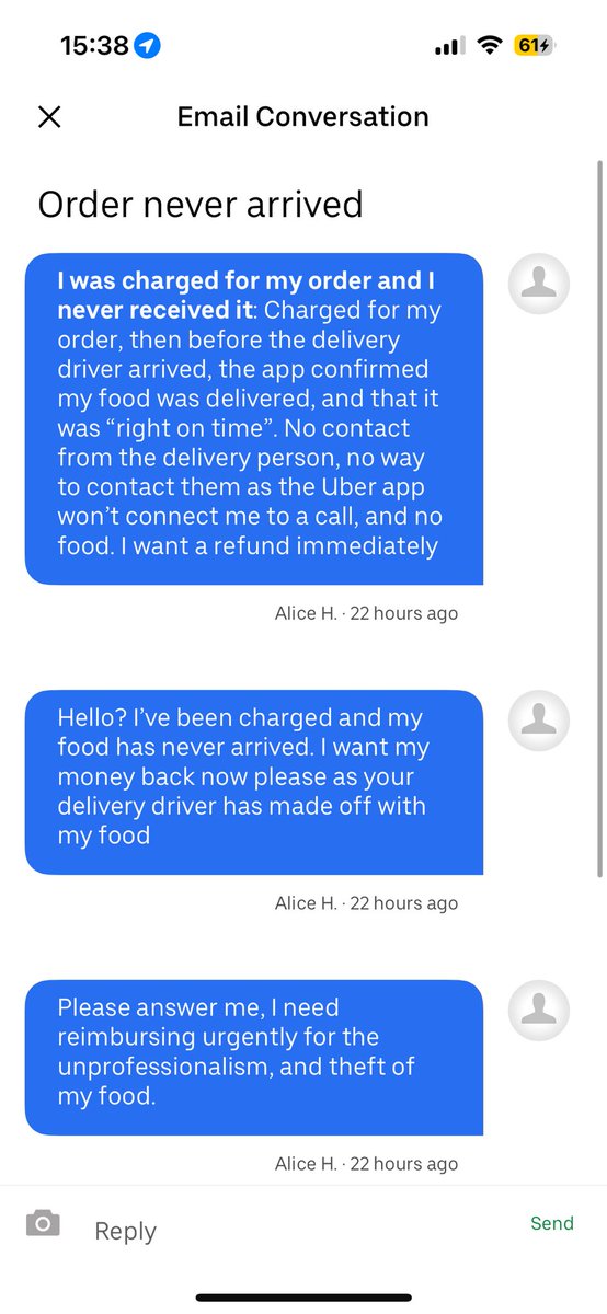 arjhinton's tweet photo. @ubereats_uk explain to me why a driver stole my food yesterday, and since raising this on your support hub, I’ve been ignored. Give me my refund please https://t.co/uQ83gKHyvw