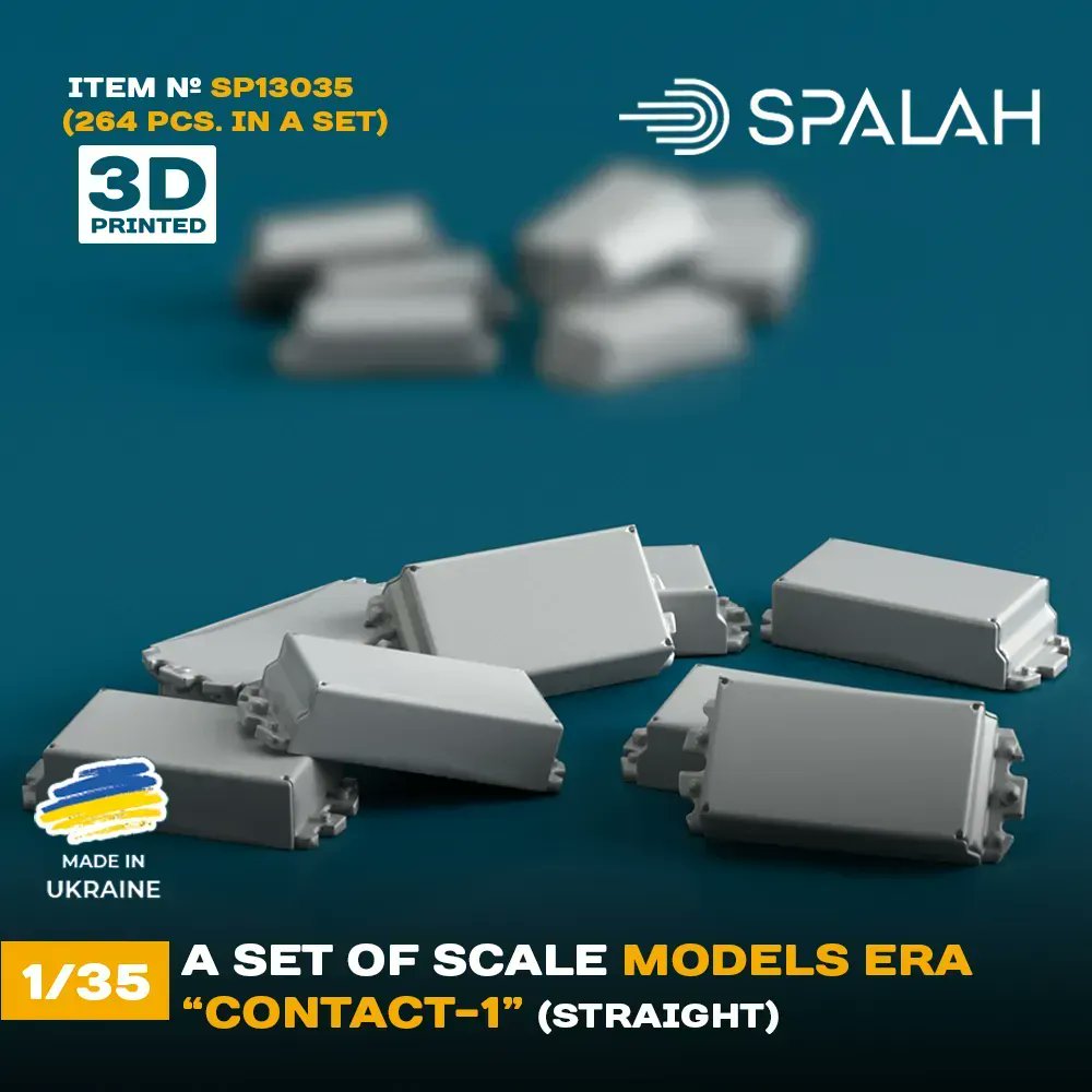 UA_model_studio's tweet image. Spalah SP13035 ERA Contact-1 straight (264 pcs) Scale Model Kit 1:35 | Detailed 3D Printed Resin Kit
Free worldwide shipping on orders over $150💸
👉 Link product: plastic-models-kits.com/products/spala…
🎁Promo code: welcome10x - 10%
#ScaleModeling #135Scale #ResinModelKit #DioramaBuilders