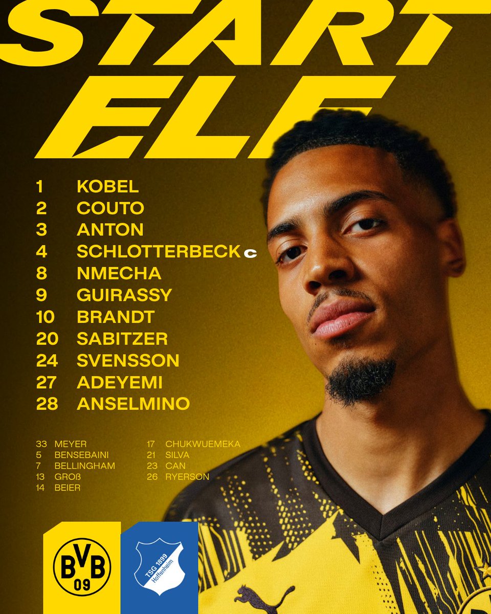 Die Starter gegen Hoffenheim! ⬛️🟨