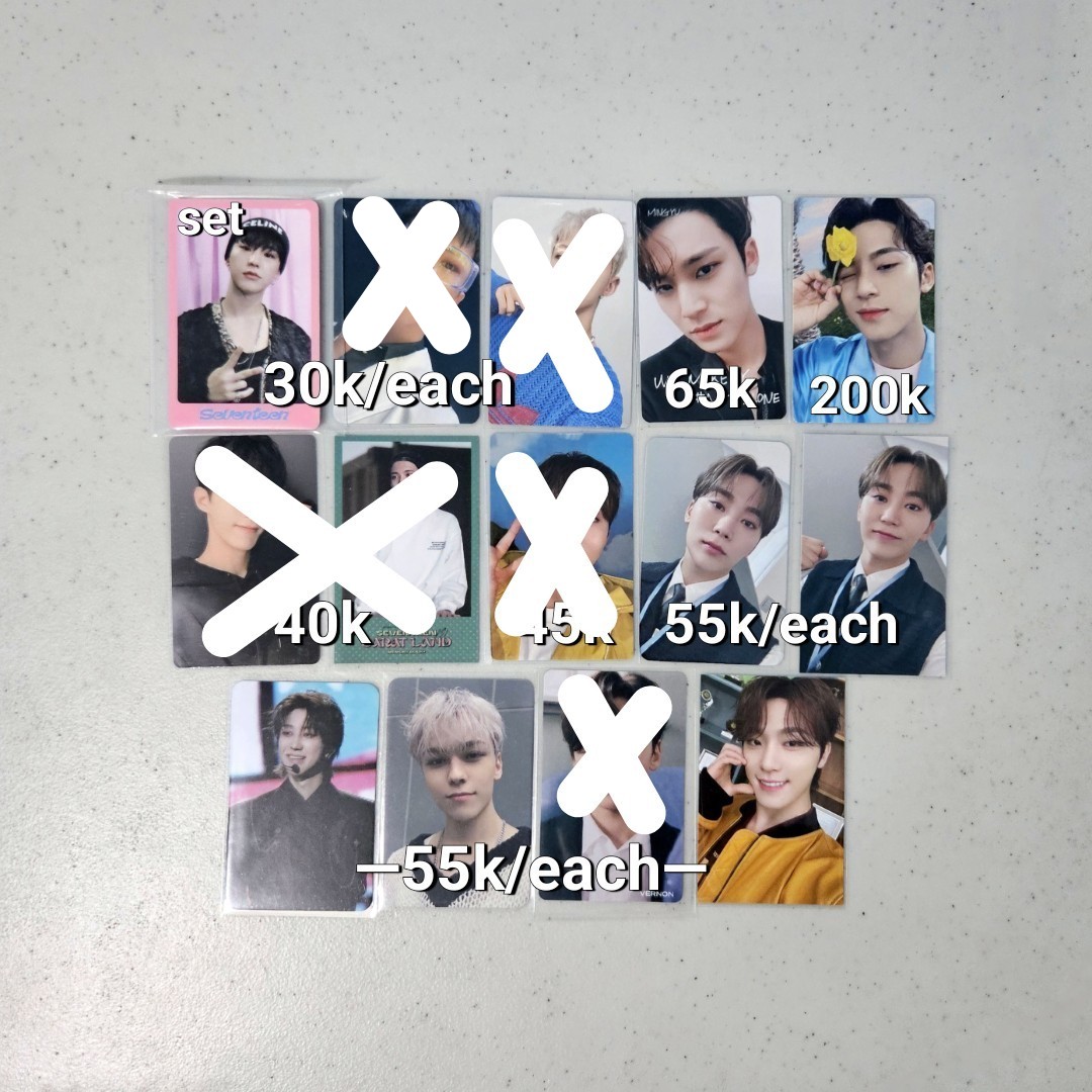 coupsyie's tweet photo. wts seventeen pc tc

*slight/dmg
+ = add pc (pair)

💸 in IDR exc 12% 🍊 fee
📍 tgr, ina
⭕️ nego

aab svt scoups hoshi mingyu dk minghao the8 seungkwan vernon dino yzy polaroid little wishes your choice season greeting kr jp album kit dicon 102 henggarae birthday box dream yes24 https://t.co/gviJDHuDjE