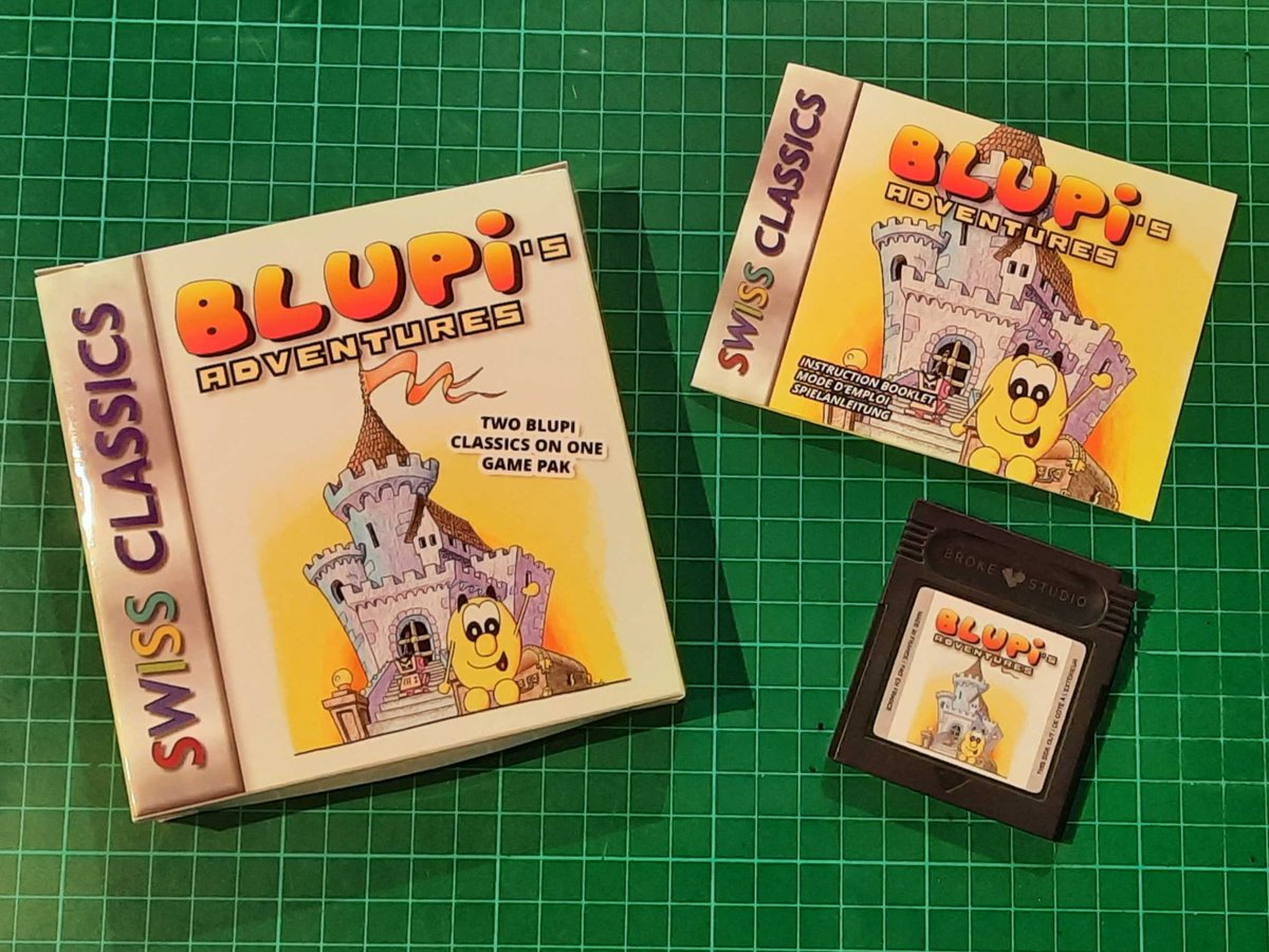 Physical copies are coming along nicely! Here’s a little preview straight from <a href="/HomebrewFactory/">Homebrew Factory</a>.
#homebrew #gameboy #gbstudio #blupi