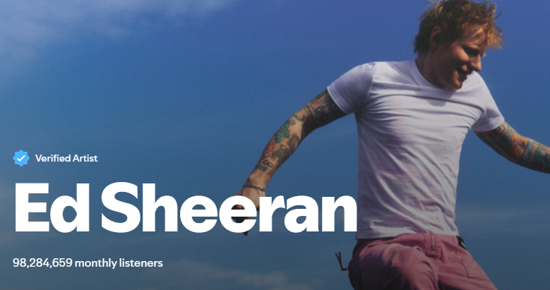 Ed Sheeran's once again surpassed 98 Million Monthly Listeners and currently #7 (+1) in the World.                  
#Sheerios don't forget listen to Ed at least once in a 28-day window to be counted towards his Monthly Listeners