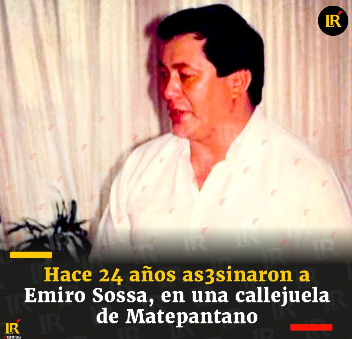EN UN DÍA DE VELITAS, M4t4RON A EMIRO SOSSA 

Cuando iba manejando su campero por una callejuela de Matepantano, dos hombres descalzos y con armas apuntándole, hicieron que parara su carro un 7 de diciembre hace 24 años. Allí lo as3sinaron