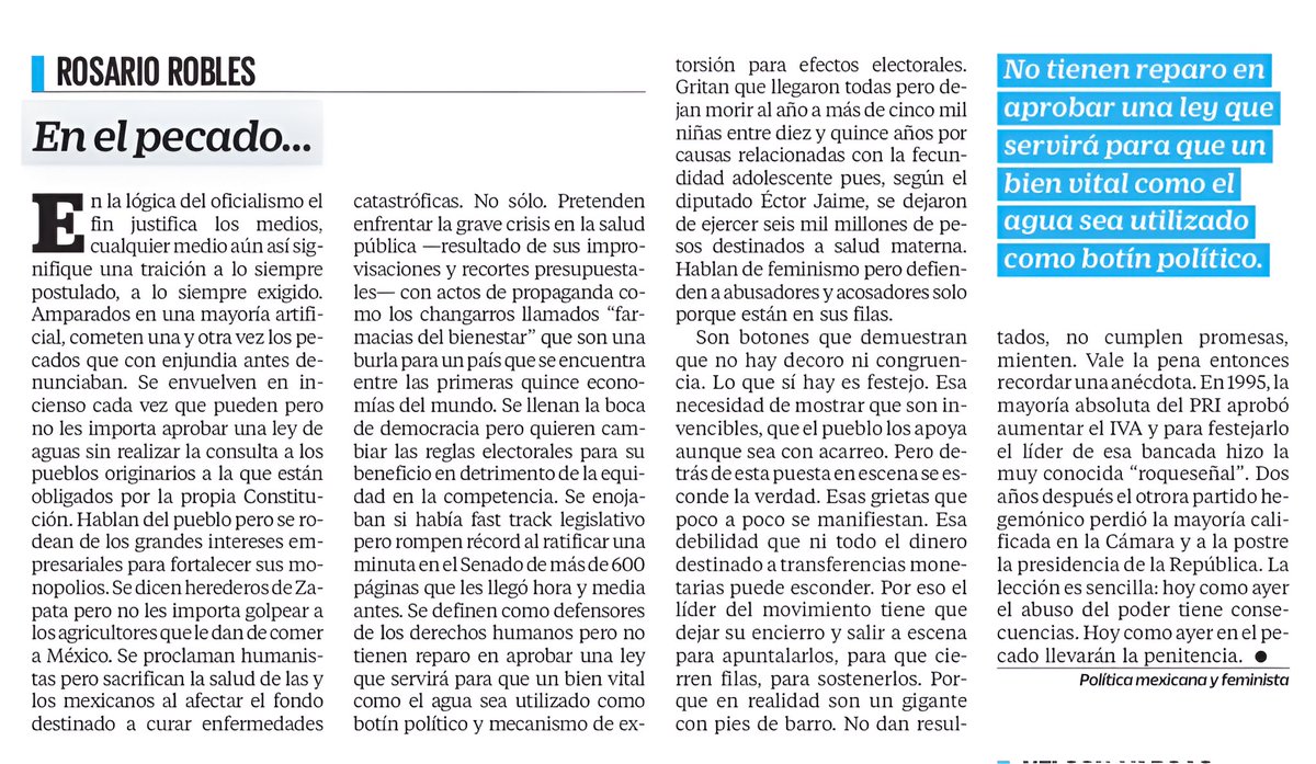 "Lo que sí hay es la necesidad de mostrar que el pueblo los apoya aunque sea con acarreo. Pero detrás de esta puesta en escena se esconde la verdad. Esas grietas que poco a poco se manifiestan. Son un gigante con pies de barro" Mi artículo en <a href="/El_Universal_Mx/">El Universal</a>