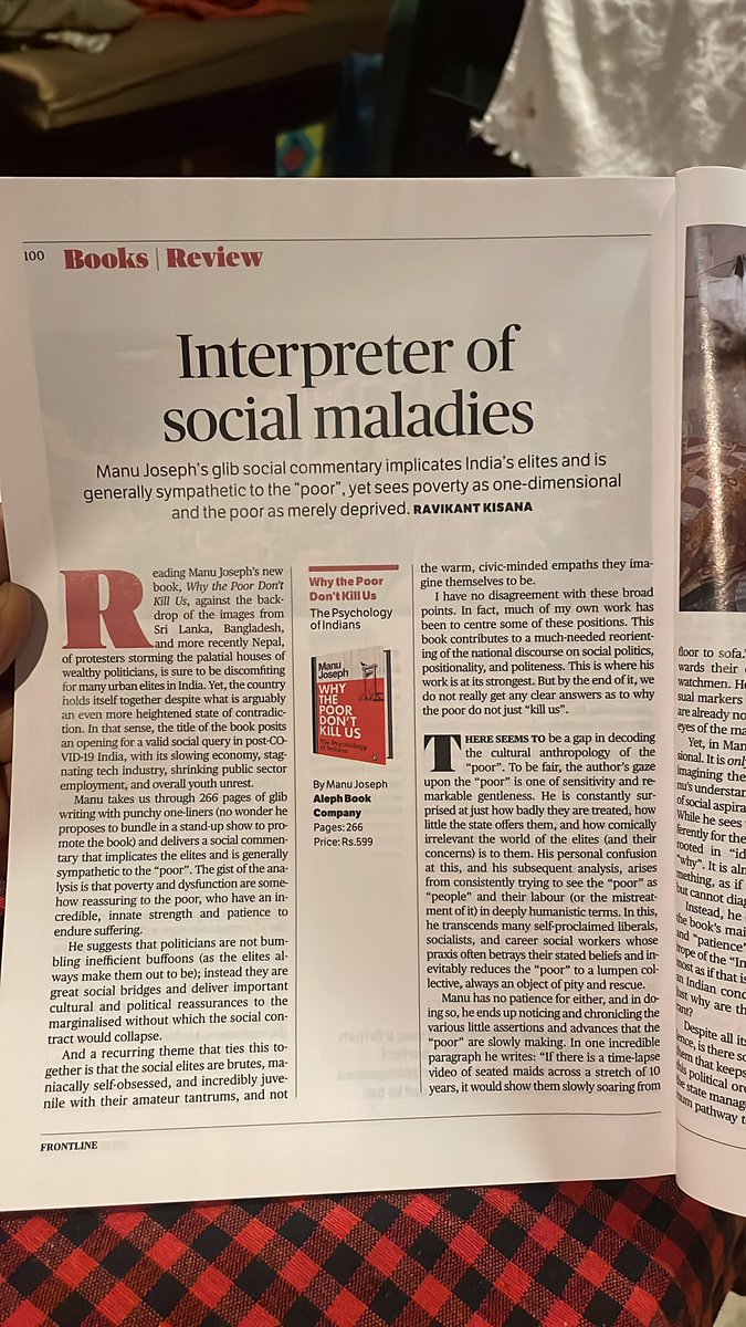 Nice review on the book “Why the poor don’t kill us” authored by <a href="/manujosephsan/">Manu Joseph</a> thank you <a href="/ProfRavikantK/">Buffalo Intellectual</a> for the write up in <a href="/frontline_india/">Frontline</a>