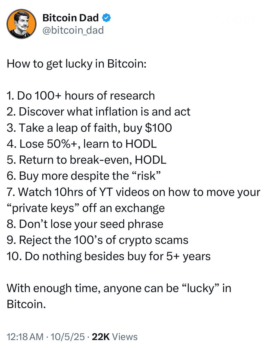 Them: you’re so lucky you have 1.0 bitcoin     

The “luck”