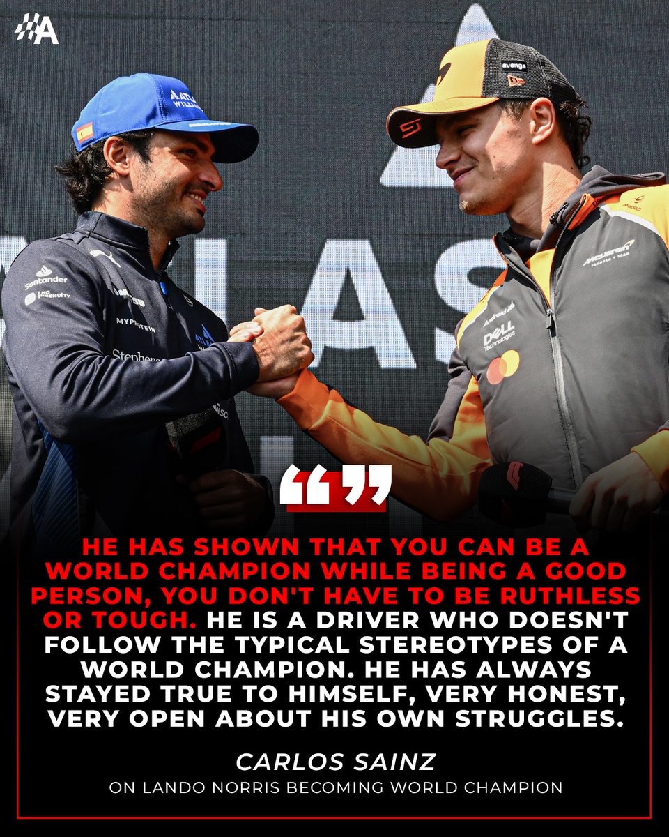 autosport's tweet image. Some wonderful words from Carlos Sainz on Lando Norris being crowned World Champion 🤝