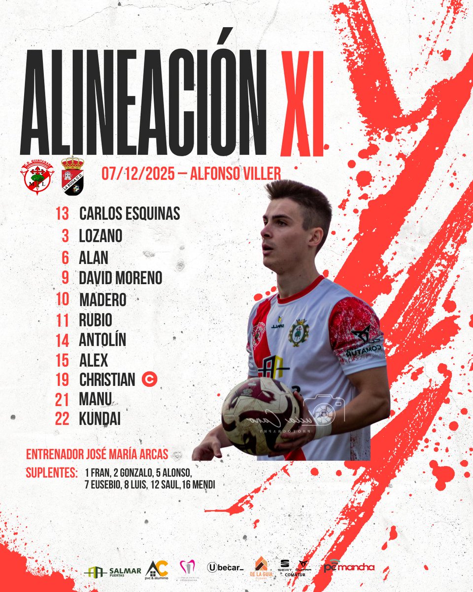 Alineación para el partido de hoy ⚪🔴