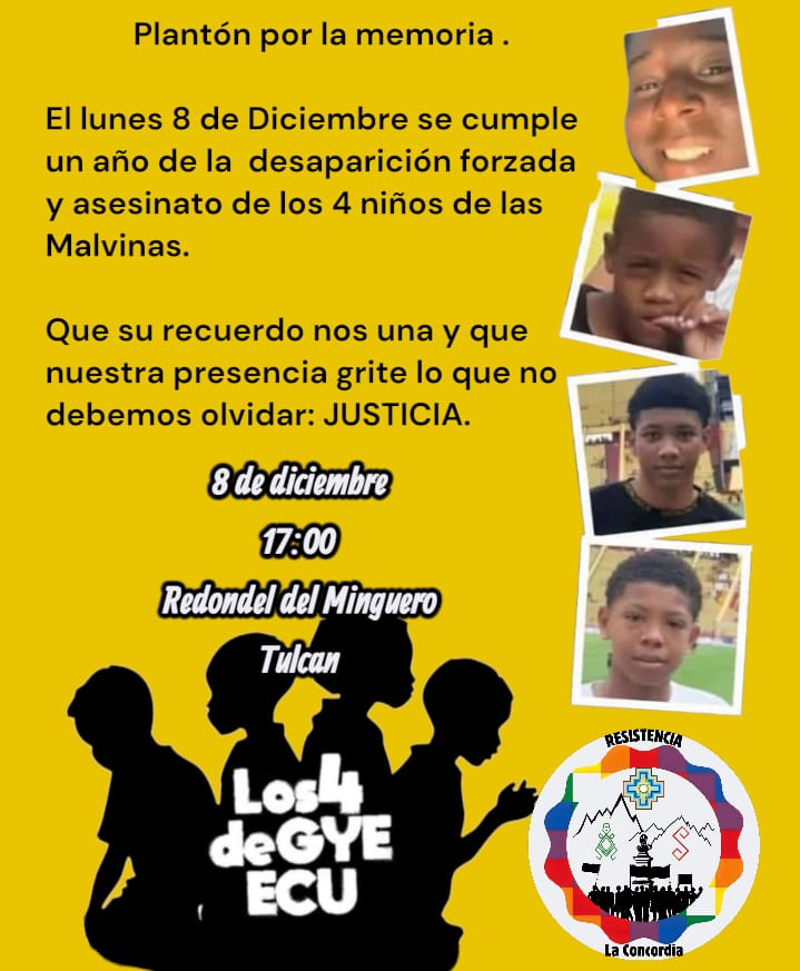 FrentesRojos's tweet image. MACHALA – TULCÁN – QUITO
¡TODOS A LAS CALLES A EXIGIR REPARACIÓN Y JUSTICIA!
Frente al accionar violento y cobarde de las FFAA  no nos vamos a callar.

POR VERDAD
POR JUSTICIA
POR REPARACIÓN

Por los 4 niños de Las Malvinas y por cada persona desaparecida en manos del Estado.