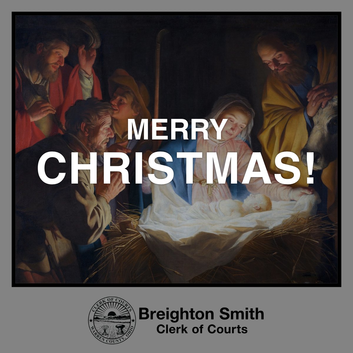 WarrenClerk's tweet photo. Merry Christmas!

“For God so loved the world that he gave his one and only Son, that whoever believes in him shall not perish but have eternal life.”
– John 3:16

Our offices will be closed today in observance of this national holiday.

#CHRISTmas
#WarrenClerkOfCourts https://t.co/tMisDJymbC