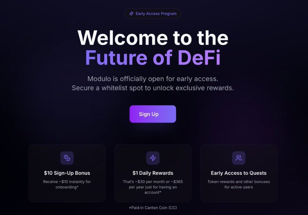 The Modulo whitelist is officially open, and early users are already getting serious perks.

With <a href="/ModuloFinance/">Modulo Labs</a>’s new multichain, self-custodial extension, you can manage all your assets from one secure vault and earn rewards simply for being active.

• $10 after completing