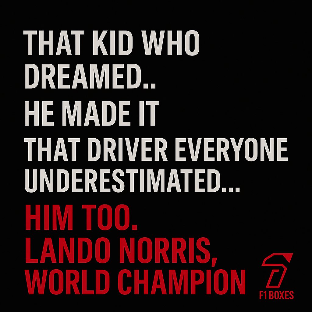 f1boxes1's tweet photo. Tanto que lo esperaron.
Tanto que lo dudaron.
Hoy solo queda decirlo:
Lando Norris, campeón del mundo. https://t.co/7XZ437yKxU