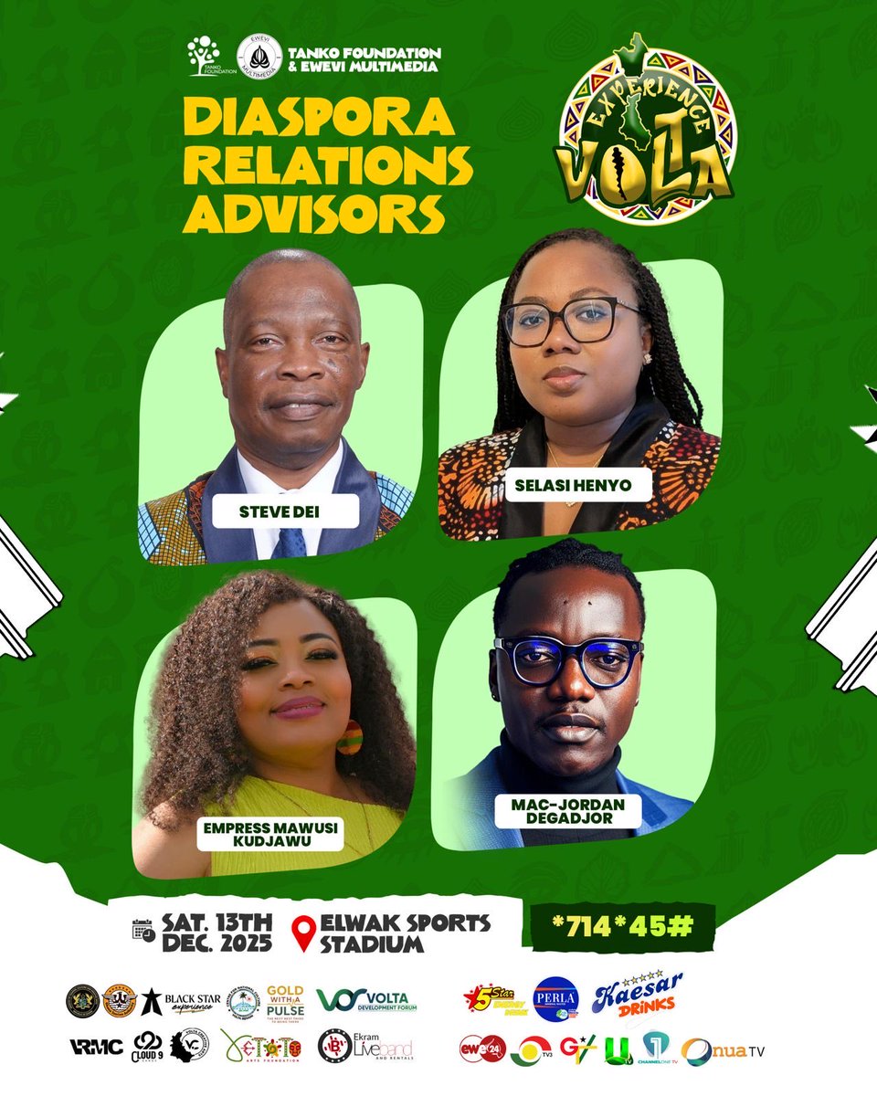 Congrats to our co-hosts <a href="/Daavi_Sela/">Caroline Henyo</a> &amp; <a href="/MacJordaN/">MacJordan 👨🏾‍💻🇨🇦🇬🇭</a> on their new roles as Diaspora Relations Advisors for #ExperienceVolta 2025!

#EweSpace fam is winning big this year. Love to see two culture-shapers leveling up and shaping the narrative.

Volta to the world. 🌍🔥