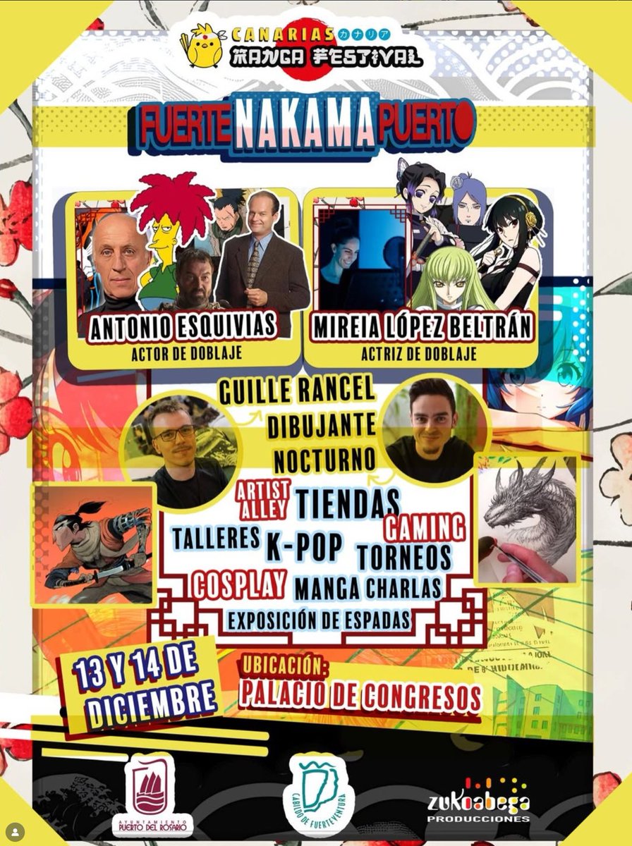 ArenaINX's tweet photo. 🌟 ¡El Canarias Manga Festival aterriza en Puerto del Rosario con su versión Fuerte Nakama Puerto! 🤩

🗓️ 13 y 14 de diciembre
📍 ¡Tu misión es venir a descubrir esta nueva versión más de “tu a tu” eso es… NAKAMA. 👀🔥

¡Te esperamos! 🐥 https://t.co/bl8yjwij6x