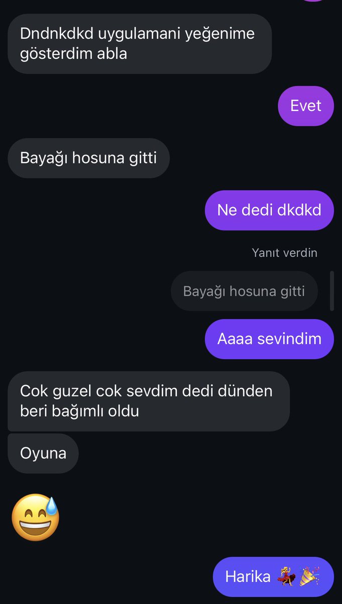 Uygulamama şu şekil feedback geldiği için gün güzel bitecek 😆