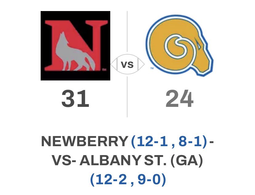 blackcollegenc's tweet photo. BCNC #1 (D2/NAIA) Albany State Golden Rams were defeated by the Newberry Wolves, 31 - 24, yesterday in the 2025 NCAA D2 Playoffs National Quarterfinals

The loss ends a historic season for the Golden Rams who finish with a record of 12 - 2

💙🏈💛

#asugoldenrams #d2playoffs https://t.co/gzKLZex84a