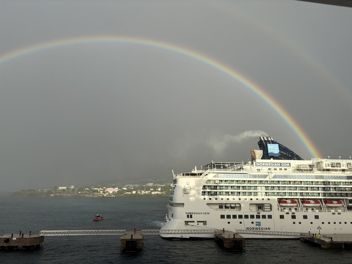 #cruisenorwegian rainbow over the Gem as we come into St Kitts on the Getaway !