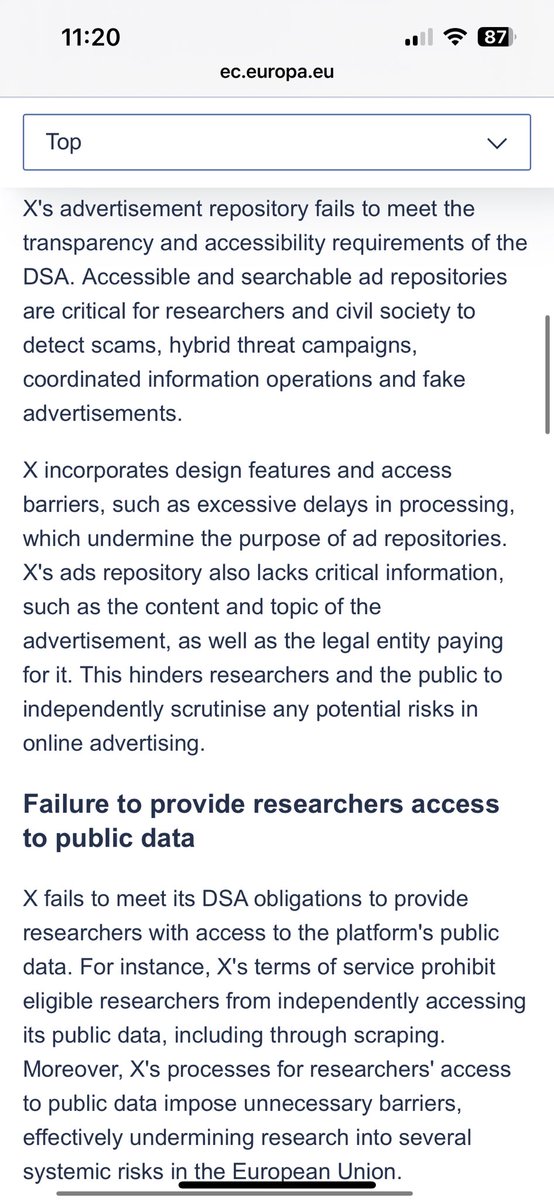 JMPSimor's tweet image. For those who actually care about the truth (not the VP of the USA), the Commission fine on X has NOTHING to do with censorship or free speech. Nothing. It is about transparency obligations &amp;amp; the blue tick misleading.