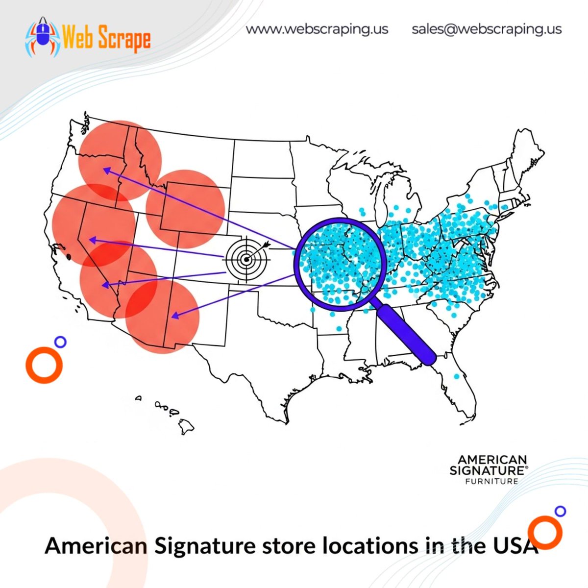 scrape_web's tweet image. Moving in furniture? Map American Signature&apos;s 120+ stores with precise location data. Fuel market strategy &amp;amp; site selection. Stop guessing. Get the dataset: webscraping.us/data-store/ame… #RetailStrategy #LocationData