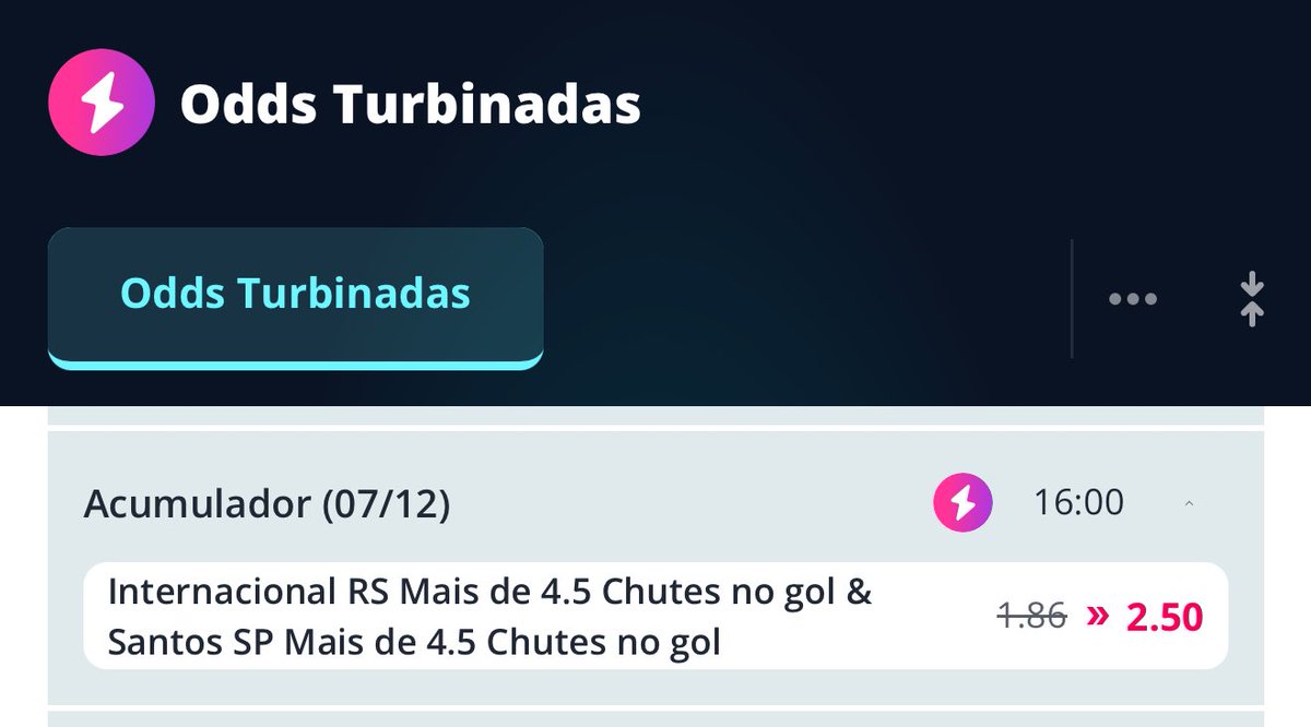 Simplesmente a melhor aposta do dia! 🔥

O Santos enfrenta o Cruzeiro reserva e o Internacional tá desesperado pra sair do rebaixamento! 

Carga máxima! Quem vem buscar deixa o ❤️