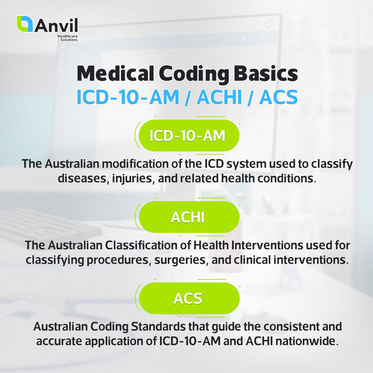 anvilmed's tweet photo. The coding trio you can’t work without 👇
ICD-10-AM • ACHI • ACS
Master these essentials and transform your medical coding accuracy
Start your professional journey with ANVIL .

🌐 https://t.co/RFdSKo4WFJ
#ANVIL #MedicalCoding #RCM #ICD10 #ClinicalCoding https://t.co/XswQyncqdb