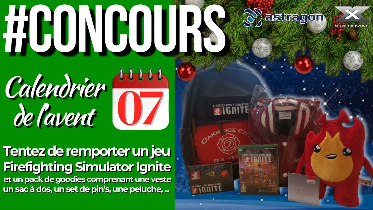⚫️🎄 CONCOURS Calendrier de l'avent JOUR 7 !

Un jeu Firefighting Simulator Ignite sur Xbox (version physique) et un gros pack de goodies à gagner 🔥

Pour participer :
🍀 RT+ Follow <a href="/XboxMag/">Xbox Mag 🔥</a>
🍀 Follow <a href="/astragon_games/">astragon Entertainment</a>
🍀 Tag un.e ami.e (ou plus)

TAS 21/12
Bonne chance à tous 💚