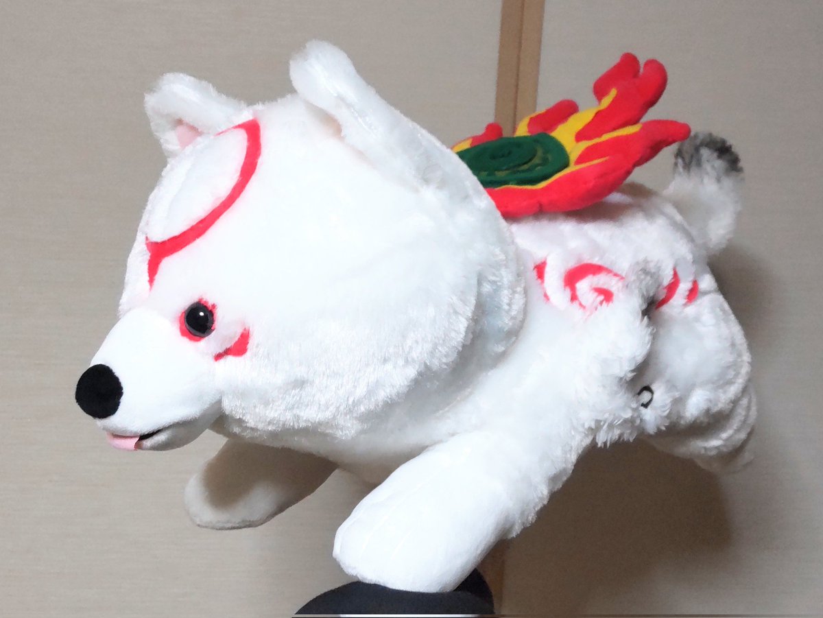 大神伝 ぬいぐるみ チビテラス　ビッグサイズ　動物　犬　イヌ　神様　十二支　戌 アマテラスの公式ぬいぐるみと📸 結構大きさ合ってるでしょ？🥰 #大神