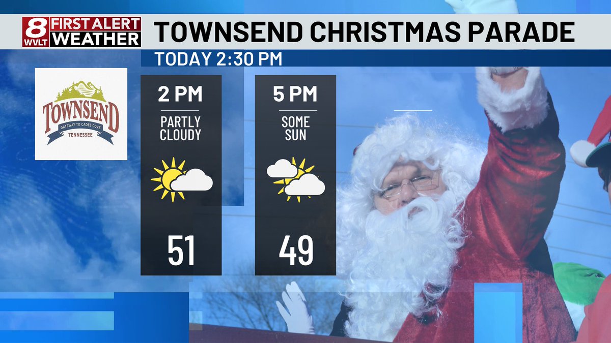 Who is going to Townsend for the Christmas Parade Today? Dress warm even with the sun and warmer temperatures. #townsendtn #tnwx