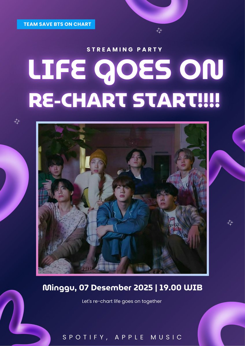 📢LIFE GOES ON RE-CHART STREAMING PARTY START‼️

REPLY WITH HT AND SS STREAMING + RT👇

🔑RE CHART LIFE GOES ON
#WaitingForYouBTS 
#LifeGoesOnTo1B

🔗 Spotify: open.spotify.com/playlist/5k5xe…
🔗 Apple Music: music.apple.com/id/playlist/re…