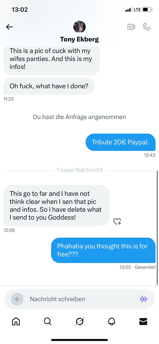 Was ein Idiot..😂😂😂😂 #findom #blackmail #femdom