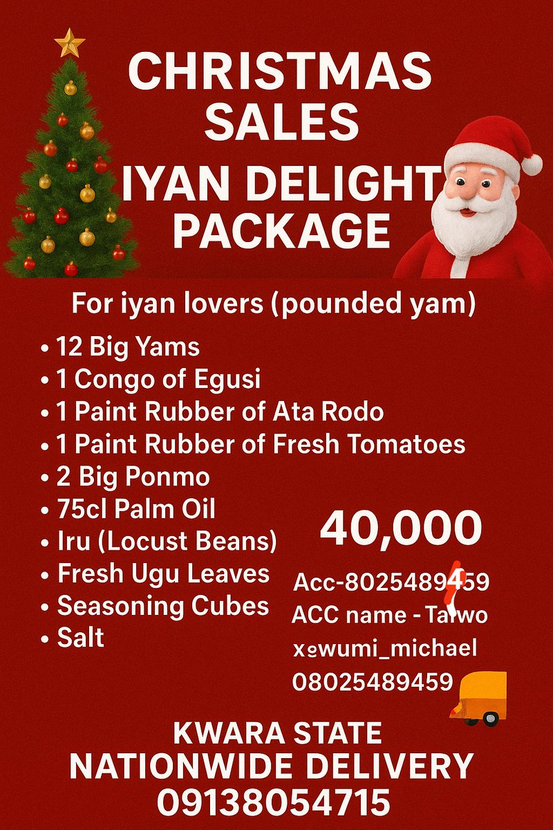 This package is for iyan (pounded yam) lovers

Package available for 40k

You can start sending in your orders 

Nationwide delivery 🚚