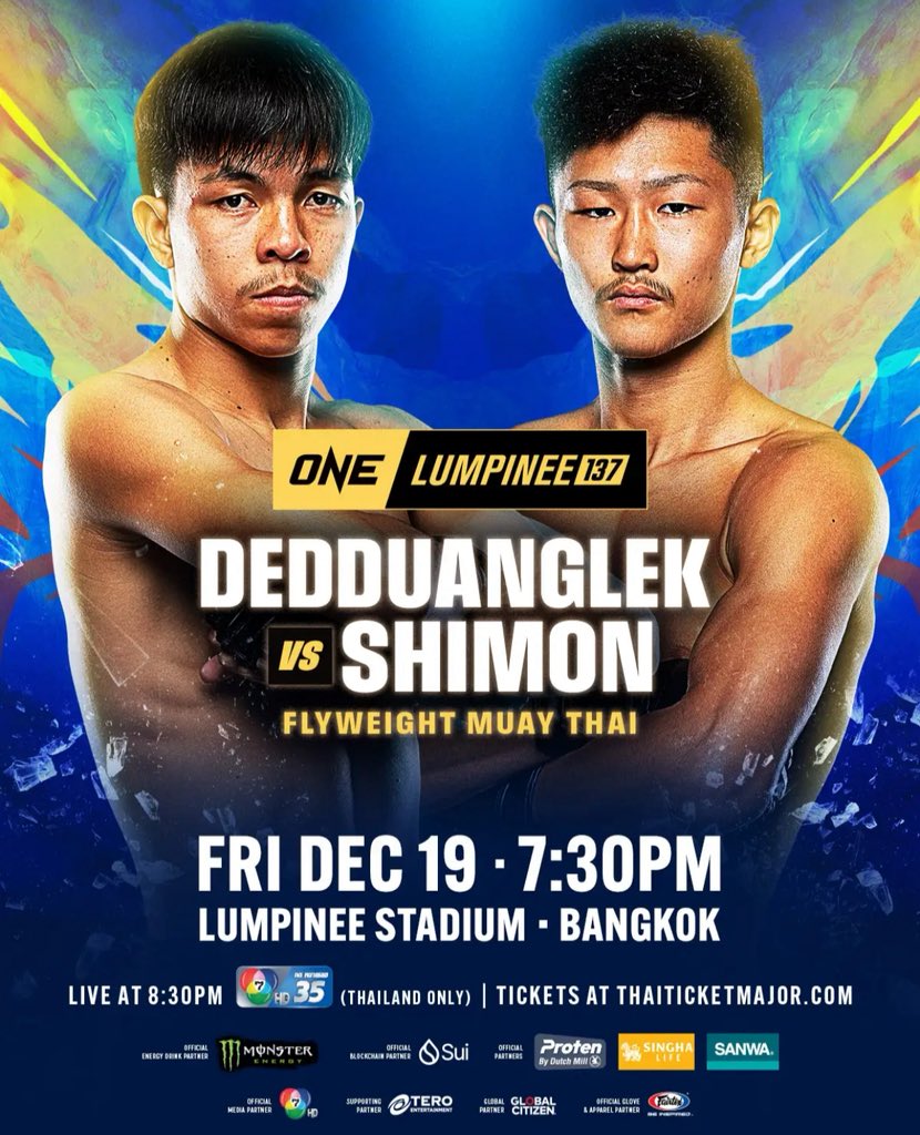 Dedduanglek 🇹🇭 vs Shimon 🇯🇵 is added to ONE FF 137 on December 19 🔥
