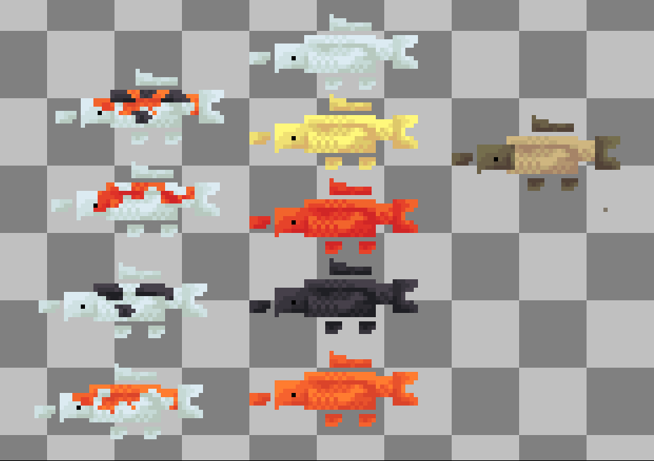 AyaanDBreal's tweet photo. koi carp,, #minecraft #pixelart #modding #aseprite 
for the mod hybrid aquatic. https://t.co/sygTd6sU0K