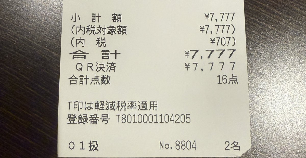 出ました7777 何ももらえません お店の若いお姉さんの笑顔😀だけ