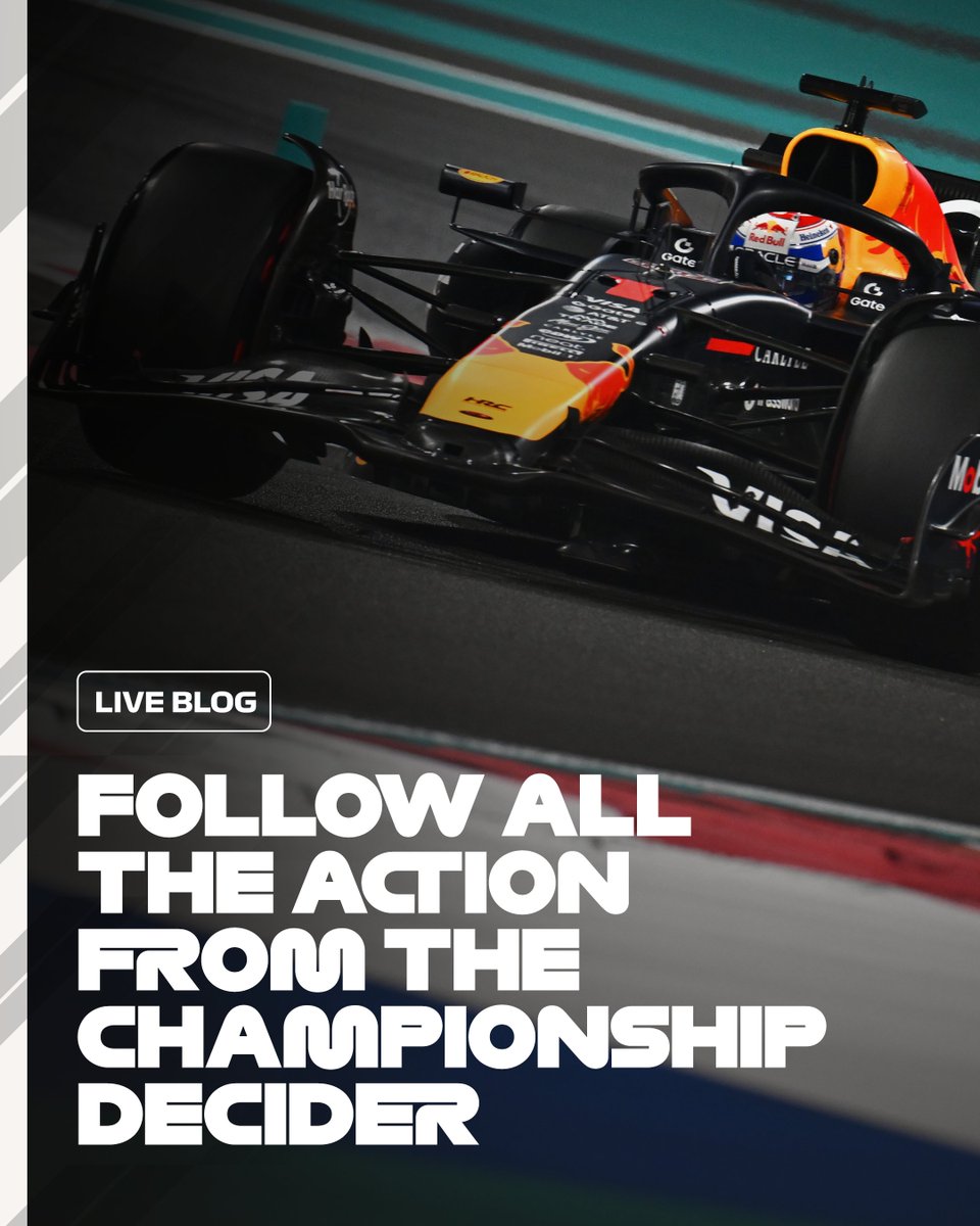 F1's tweet image. Follow every twist and turn of the season finale - LIVE! 

👉 f1.com/ABD25_Title_De…

#F1 #AbuDhabiGP