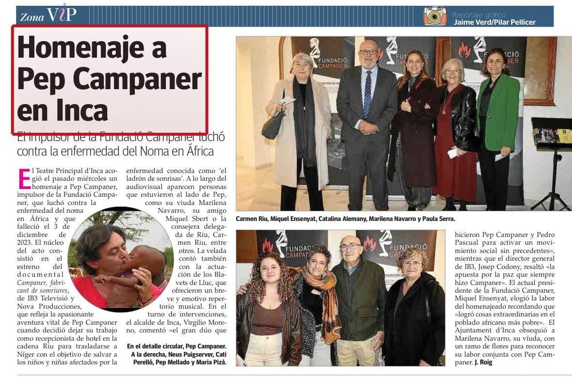 SocialistesInca's tweet image. 👉🏼 El @teatreinca va acollir un sentit homenatge a la lluita de Pep Campaner contra el Noma a Àfrica a través d'un documental titulat "Campaner, fabricant de somriures". 

#OrgullInquer